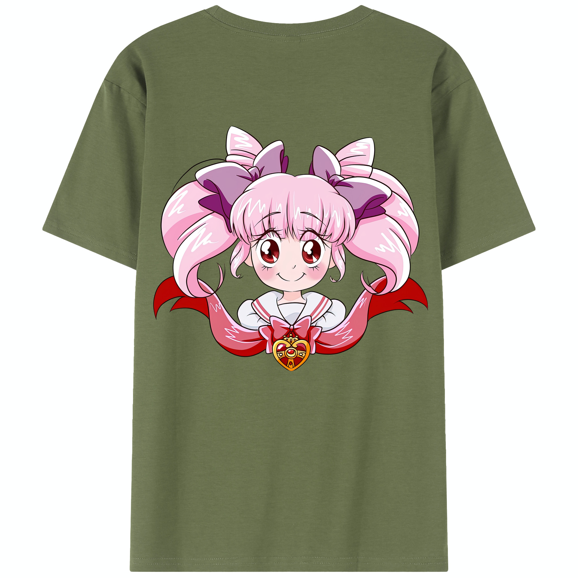 （画像用） 美少女戦士セーラームーン ちびうさ Sailor Moon Chibiusa Tsukino Usagi Small Lady Serenity 綿100％半袖Tシャツ（背面プリント）